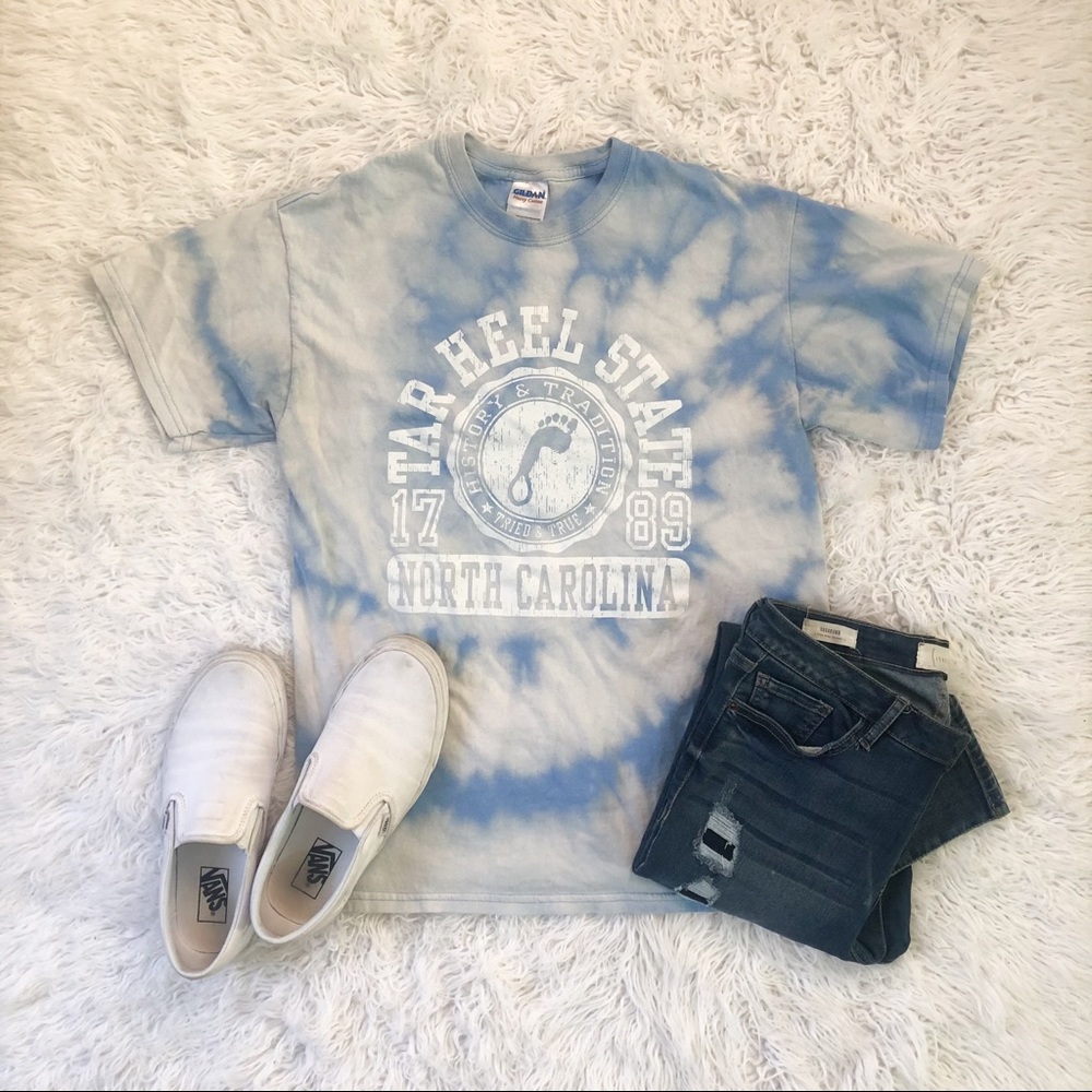 CUSTOM North Carolina Tar Heel State Bleach T - S